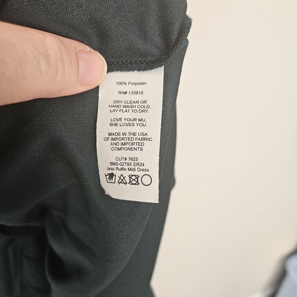 Show Me Your Mumu Jess Ruffle  Midi Dress in Emerald Chiffon size 3X SMALL FLAW - Picture 8 of 8